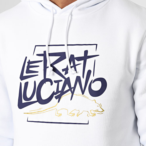 Sweat Capuche Logo Blanc Bleu Marine Or