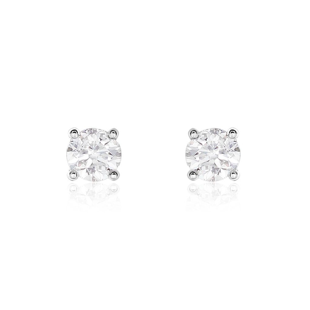 Boucles D'oreilles Puces Or Blanc Victoria Diamants