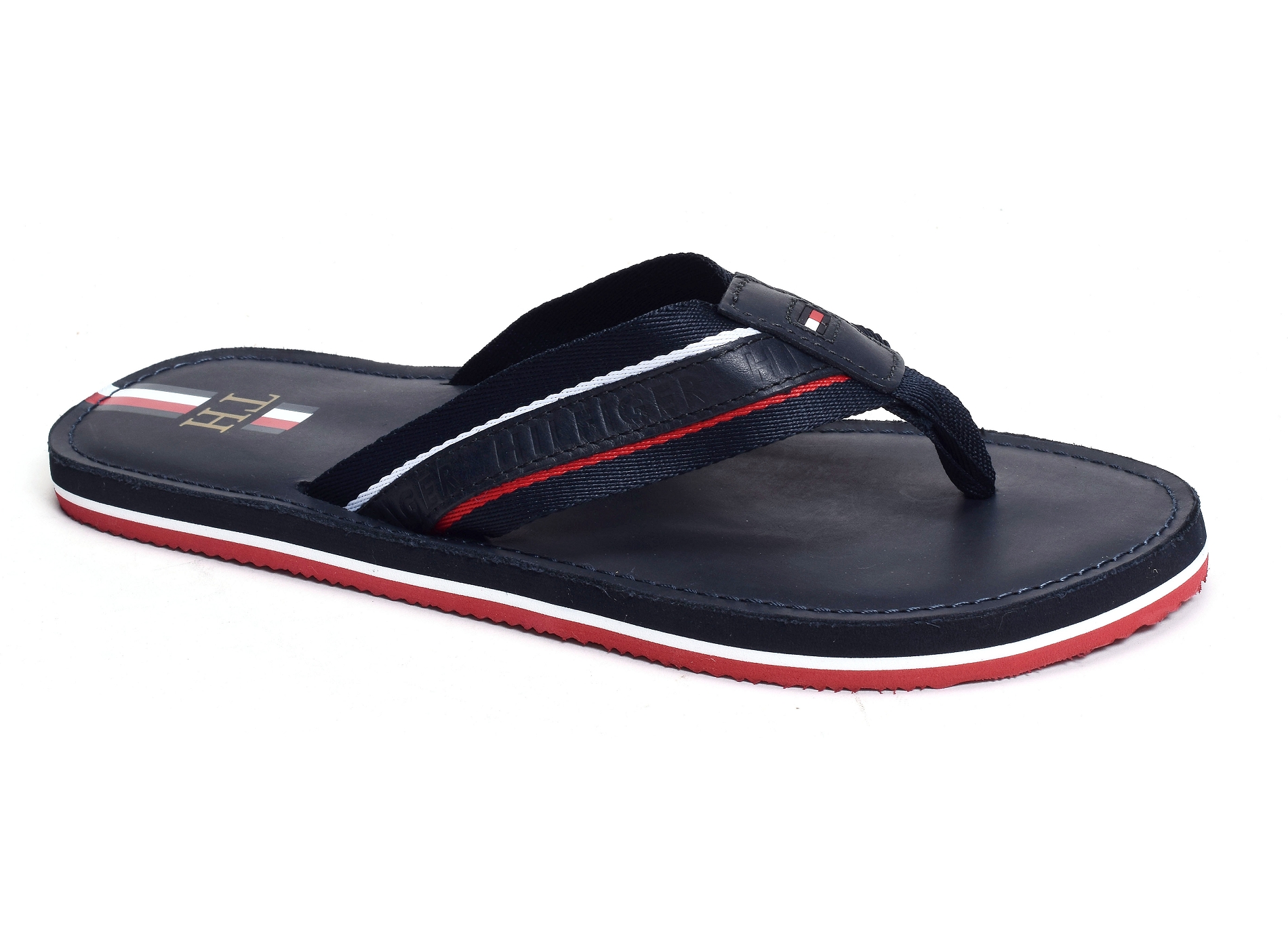 Elevated leather beach sandal 3384 marine