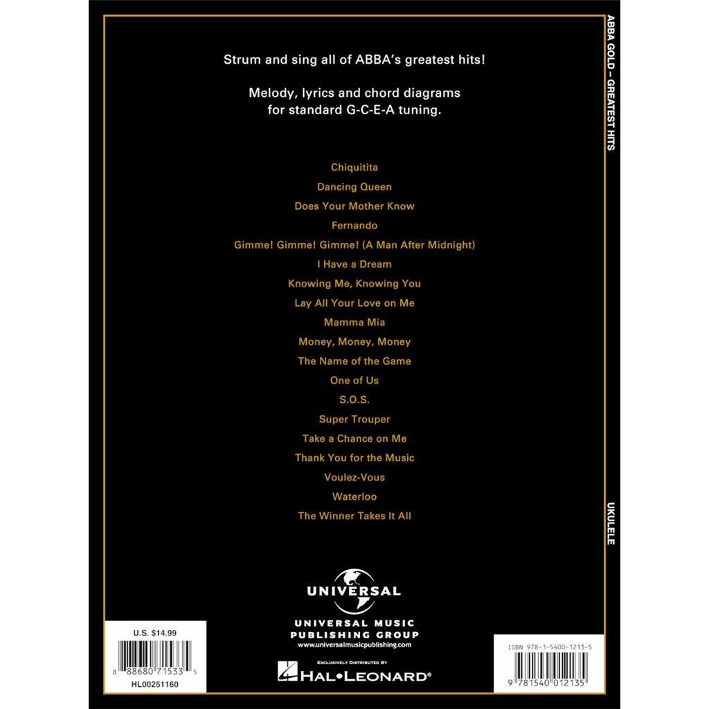 Hal Leonard ABBA - Gold: Greatest Hits for Ukulele