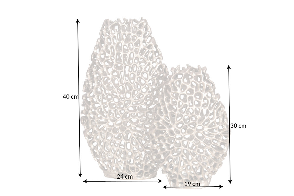 Filigranes Vasen 2er Set ABSTRACT LEAF 40cm silber Metall Handarbeit Blumenvase