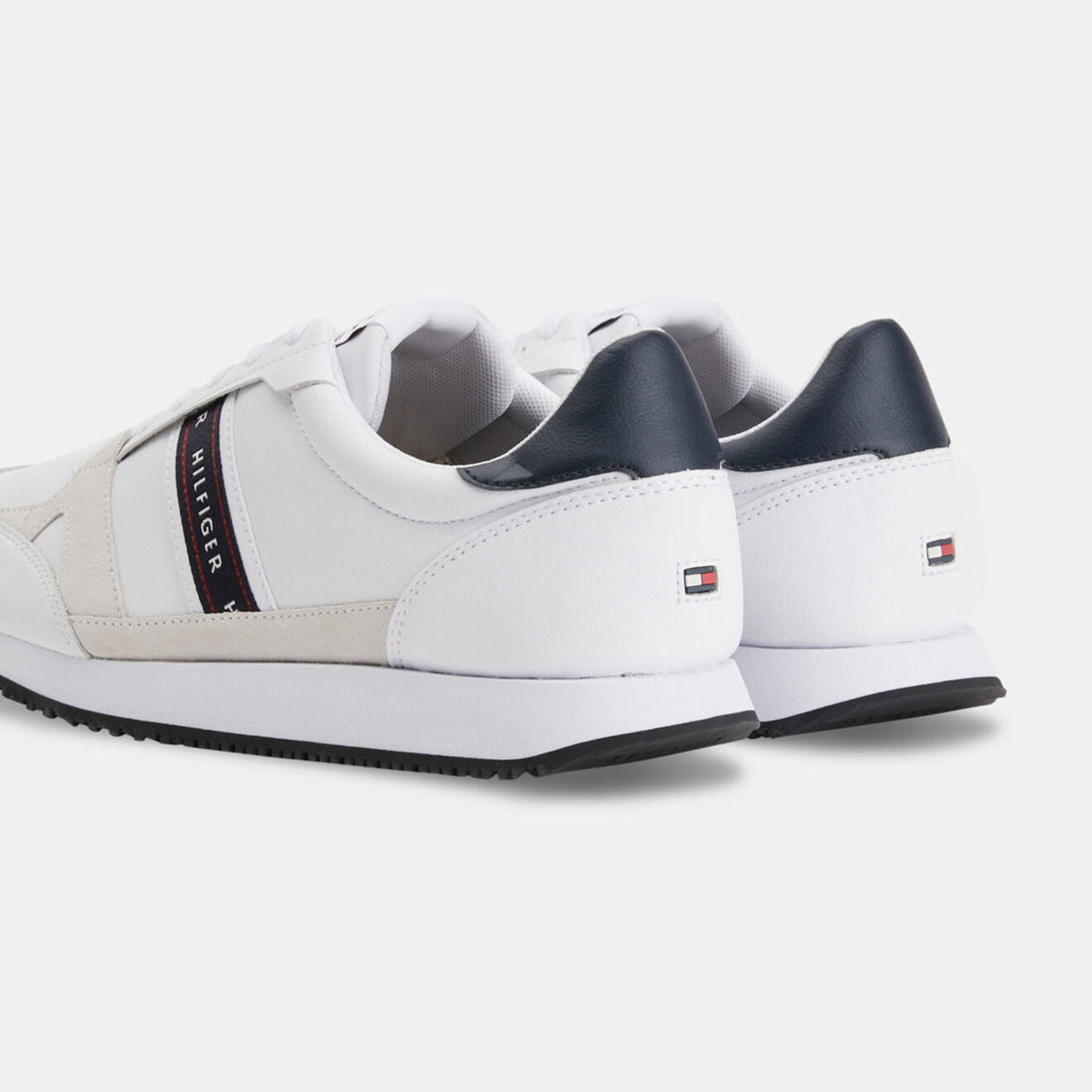 Tommy Hilfiger Baskets running en Cuir Stripe blanc/bleu