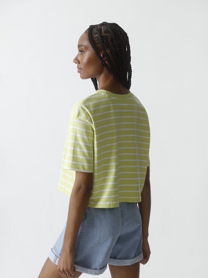 Camiseta cropped de manga curta - Amarelo claro