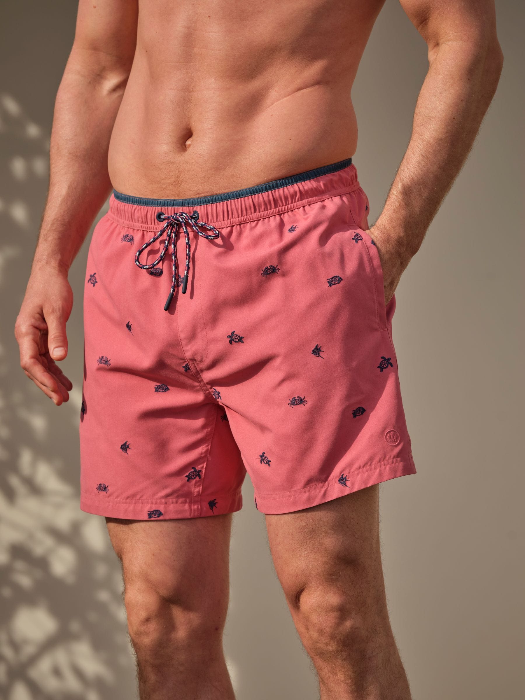 Roze geborduurd zeeleven - FatFace - Zwemshort