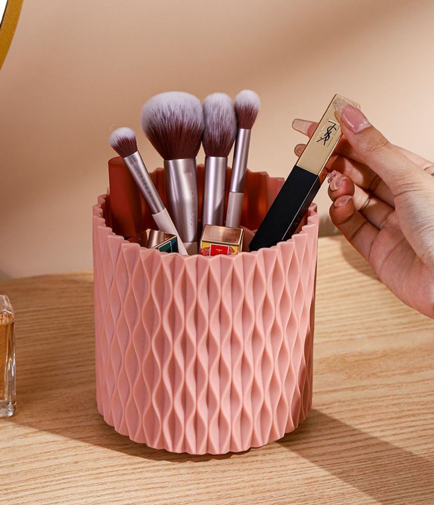 Yulu - Draaibare make-upborstelhouder van getextureerd plastic / bureau-organizer