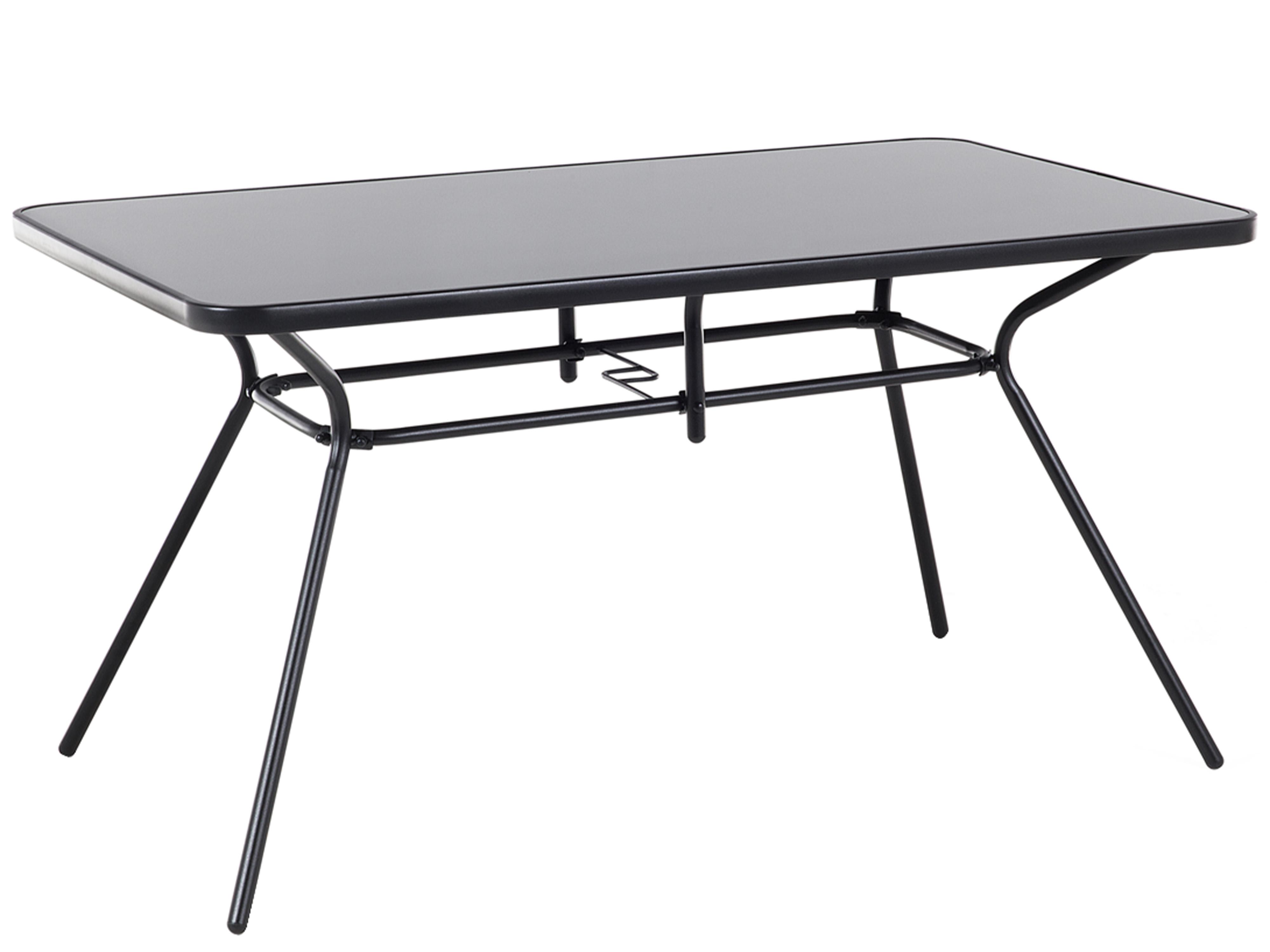Tuin eettafel LIVO 140 cm 80 cm Glas Zwart