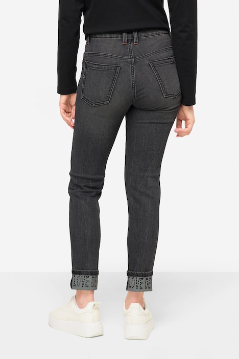 Slim-Jeans, schmale Passform, 5-Pocket, Saum-Umschlag, mit recyceltem Polyester