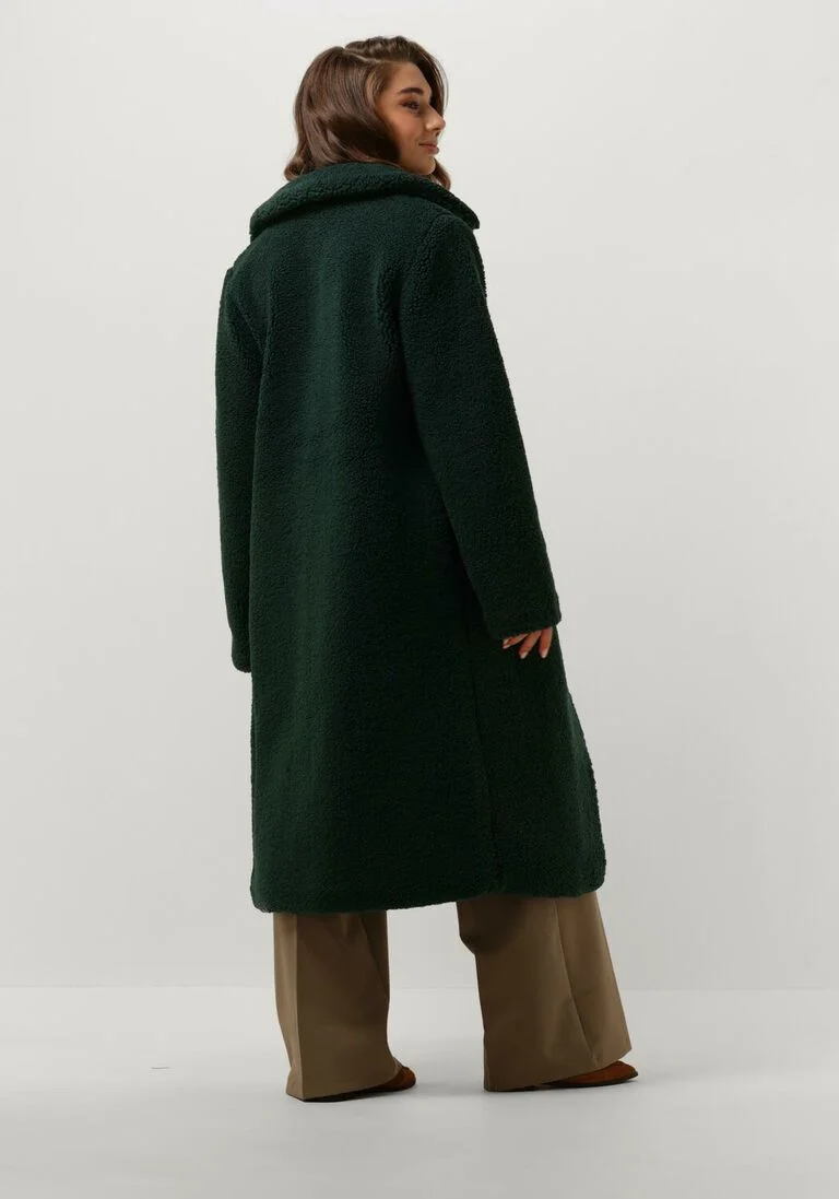 ANOTHER LABEL donkergroene another label faux fur jas moussy coat