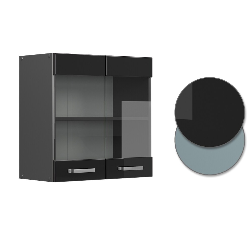 Vicco Glashängeschrank Küchenschrank R-Line Solid Anthrazit Schwarz 60 cm modern
