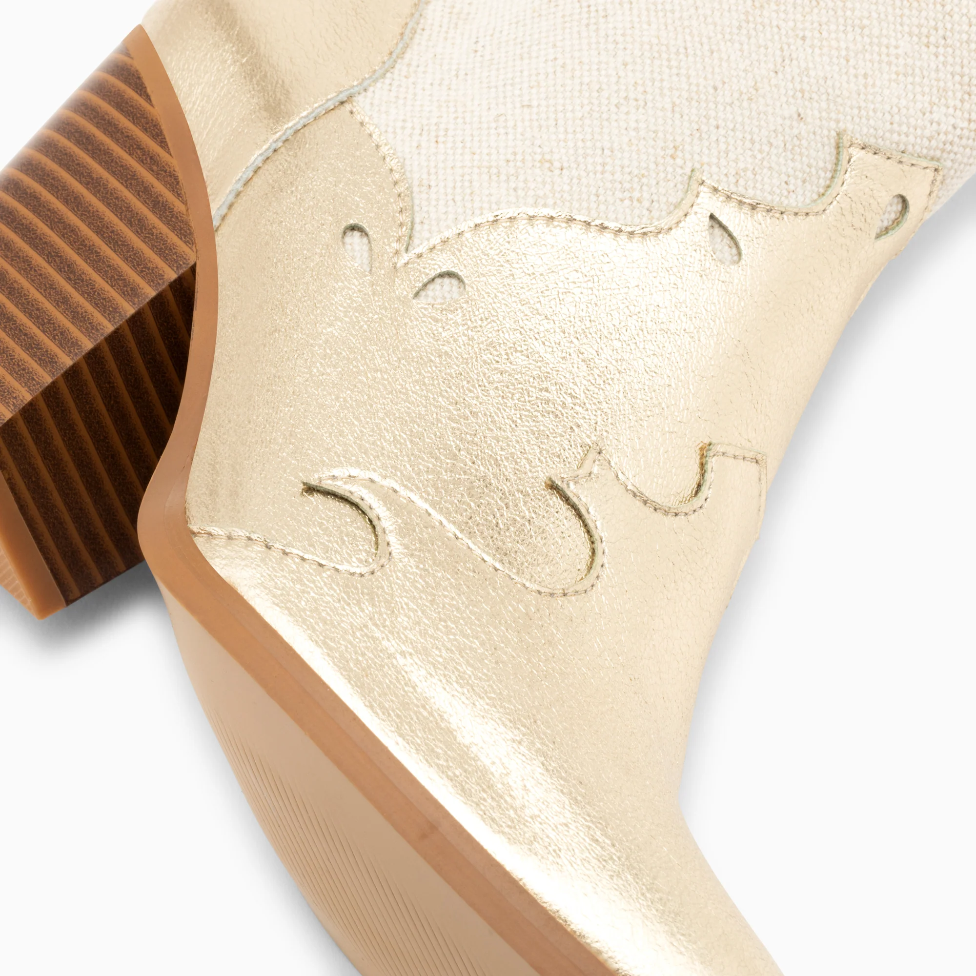Bottines-Bottines santiags Kelsey bi-matière beige et or