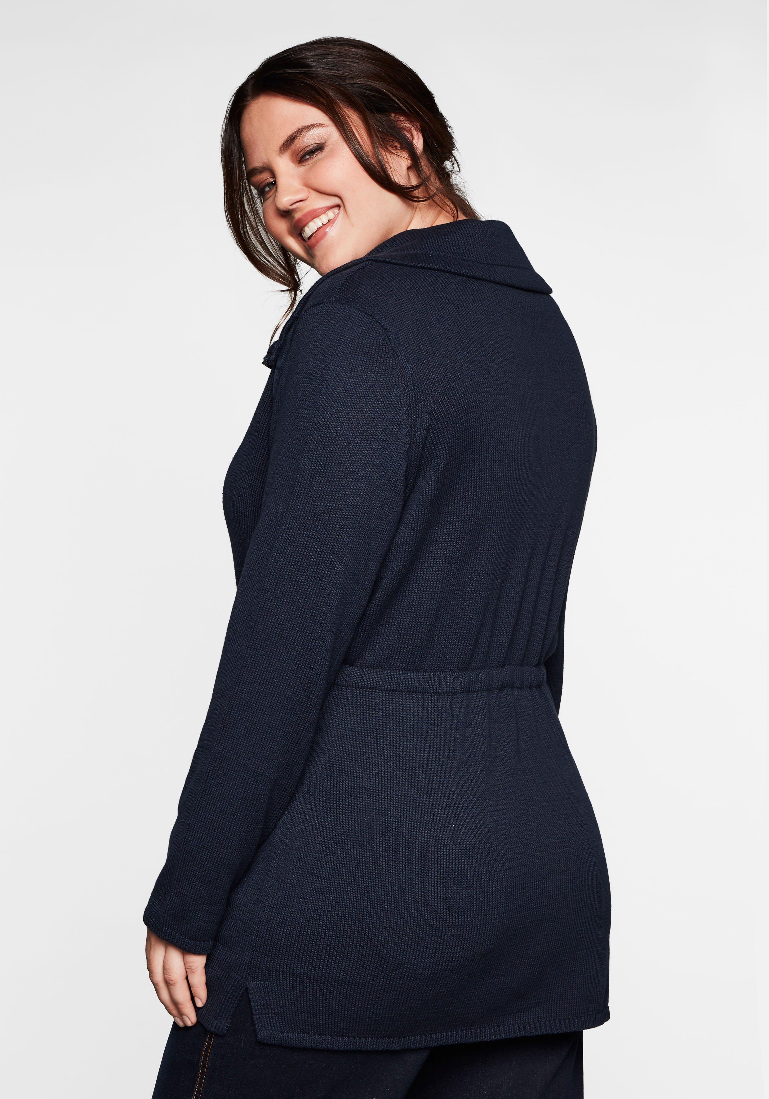 Strickjacke mit Reißverschluss und Taillen-Tunnelzug