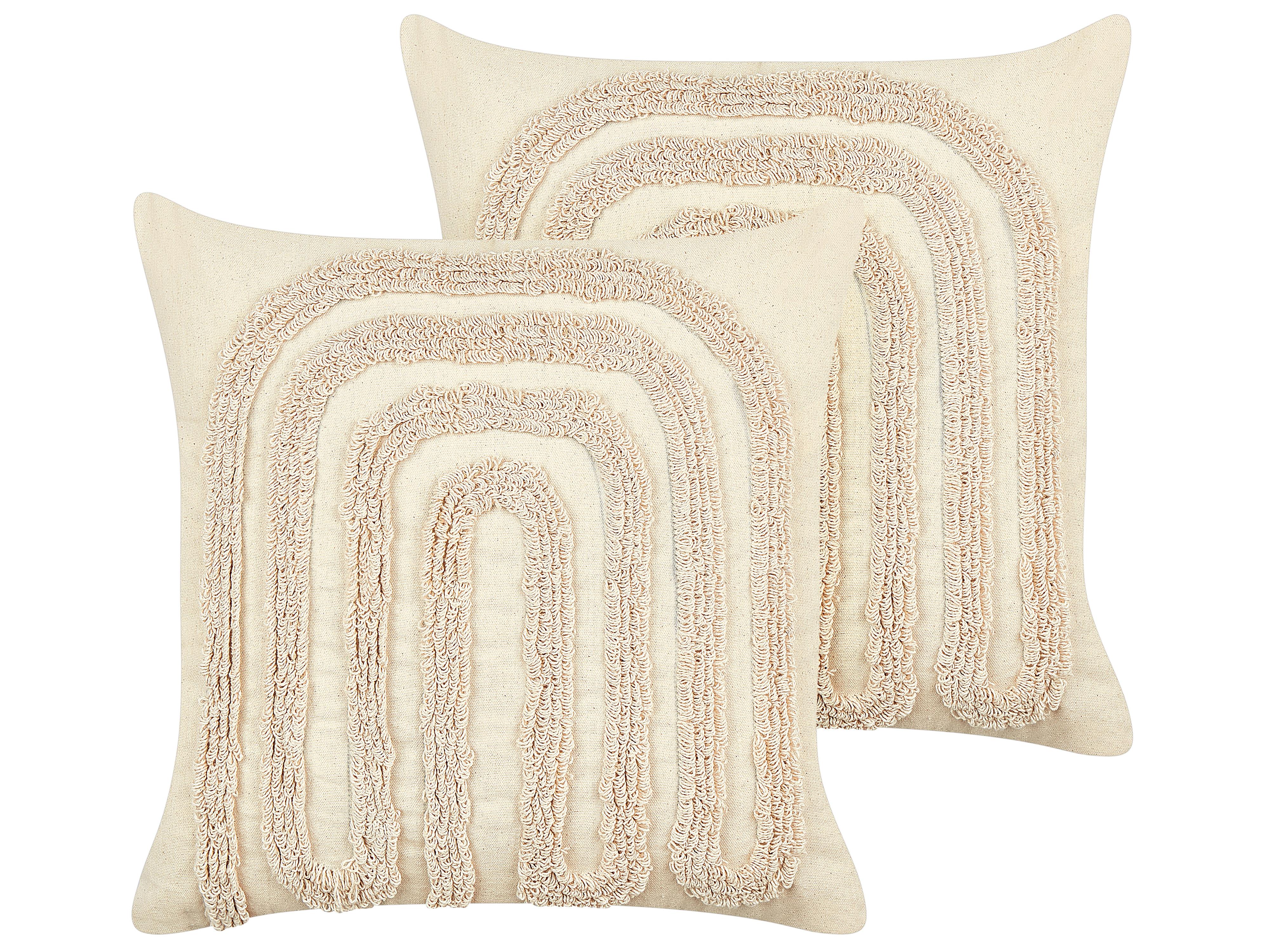Set van 2 sierkussens TATSOI Katoen 45 x 45 cm Beige geometrisch patroon