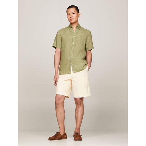Tommy Hilfiger Pigment Dyed Hørskjorte, Faded Olive, XXL