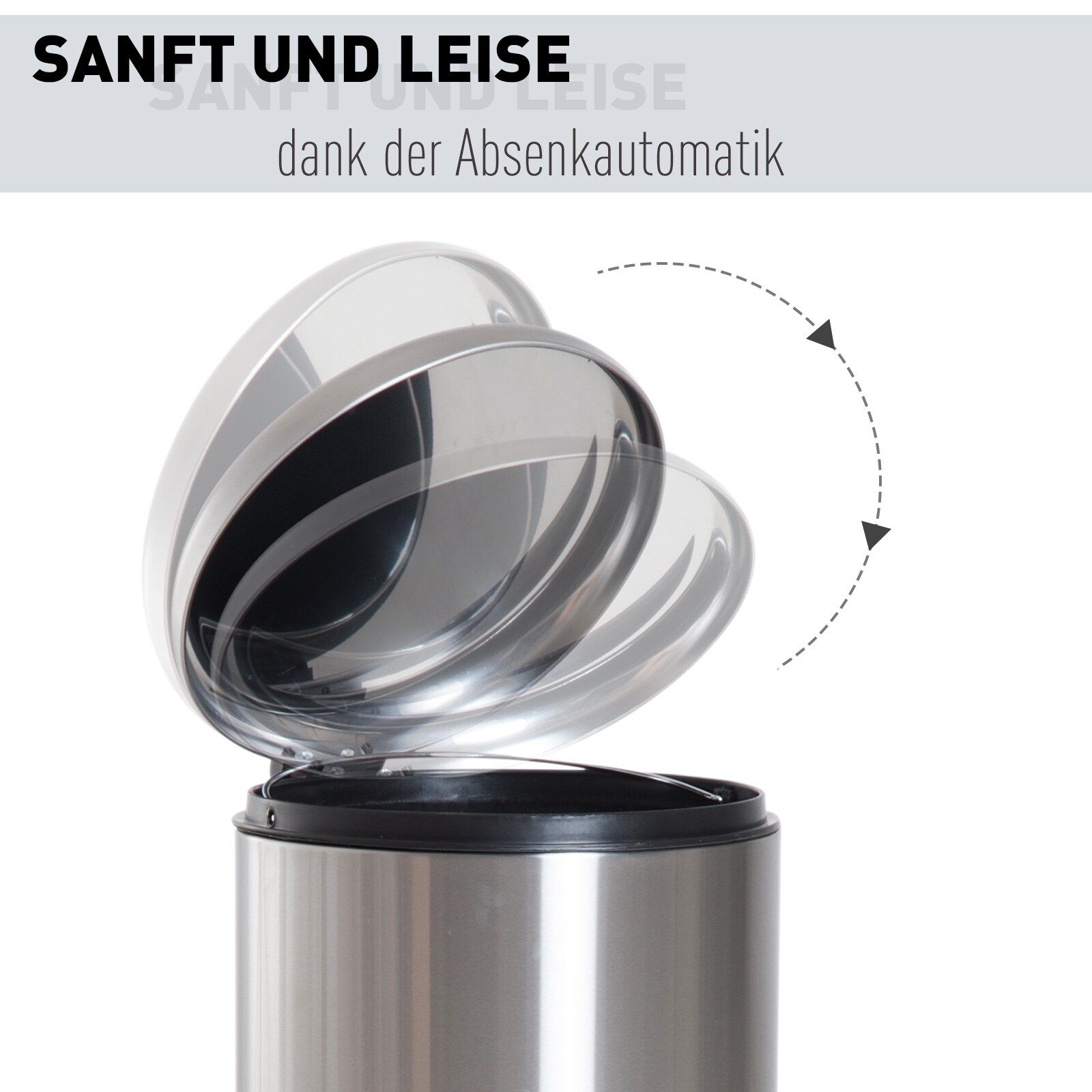 HOMCOM Pedal-Mülleimer mit Inneneimer silber, schwarz 29,2 x 62,9 cm (ØxH)