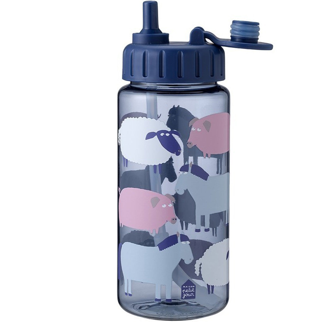 Maison petit jour drinkfles de boerderij - blauw - 350 ml