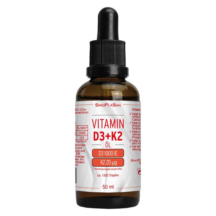 Vitamin D3 / K2 1000 I.E. / 20 µg Tropfen zum Einnehmen, 50 ml