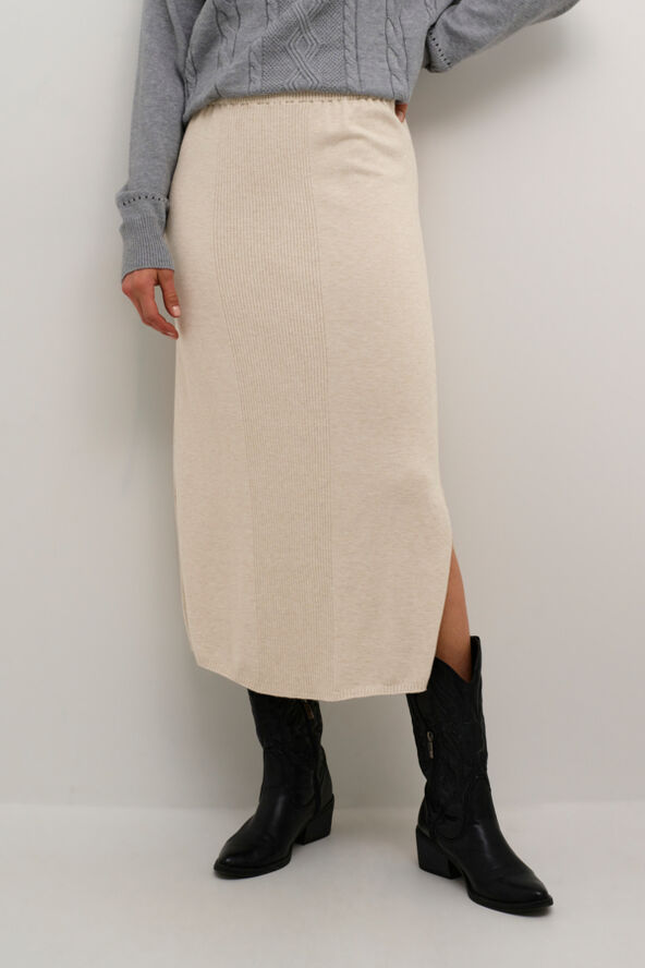 Cream CRDela Knit Skirt Oat melange