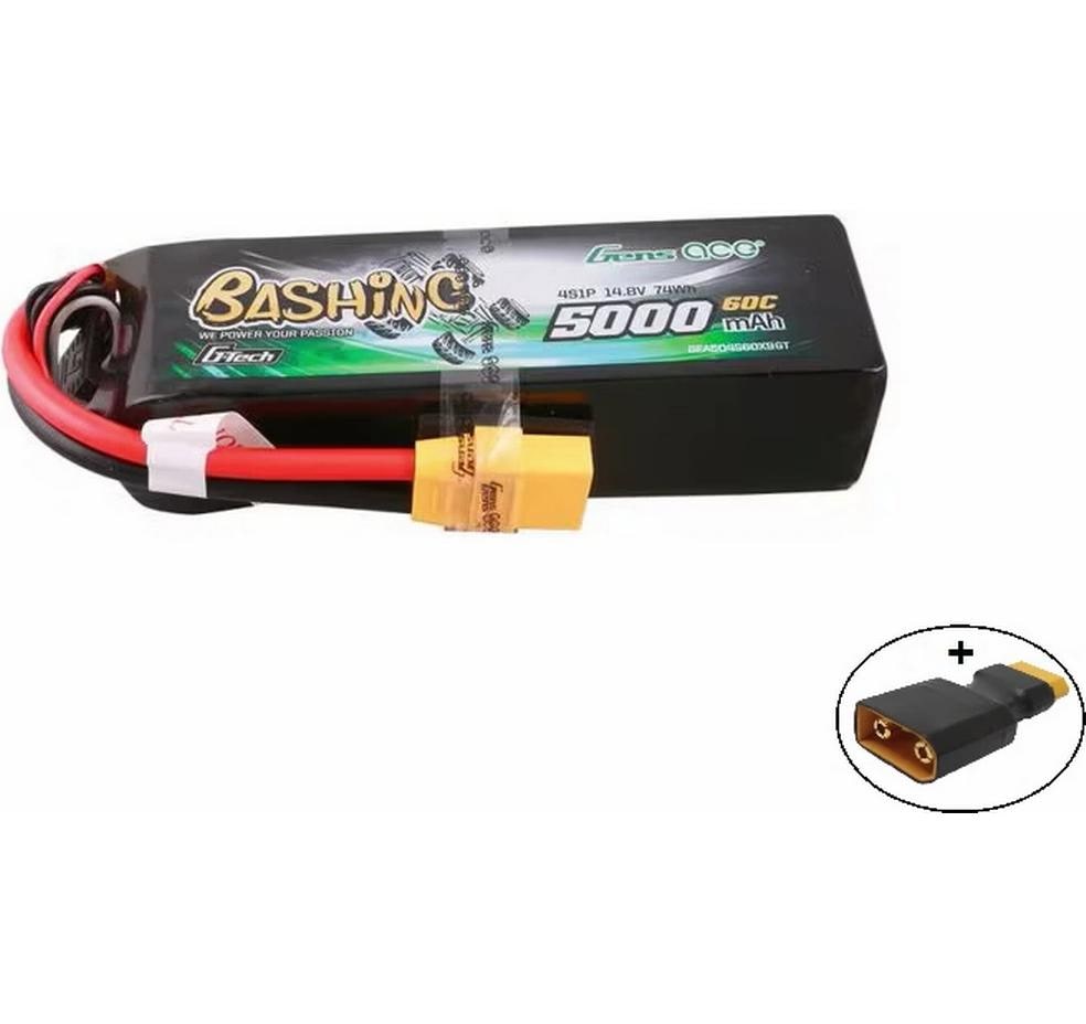 RC-Akku LiPo 5000 mAh 14.8 V 60C Bashing, G-Tech4S LiPo Akku mit XT90 Stecker, inklusive Adapter auf XT60