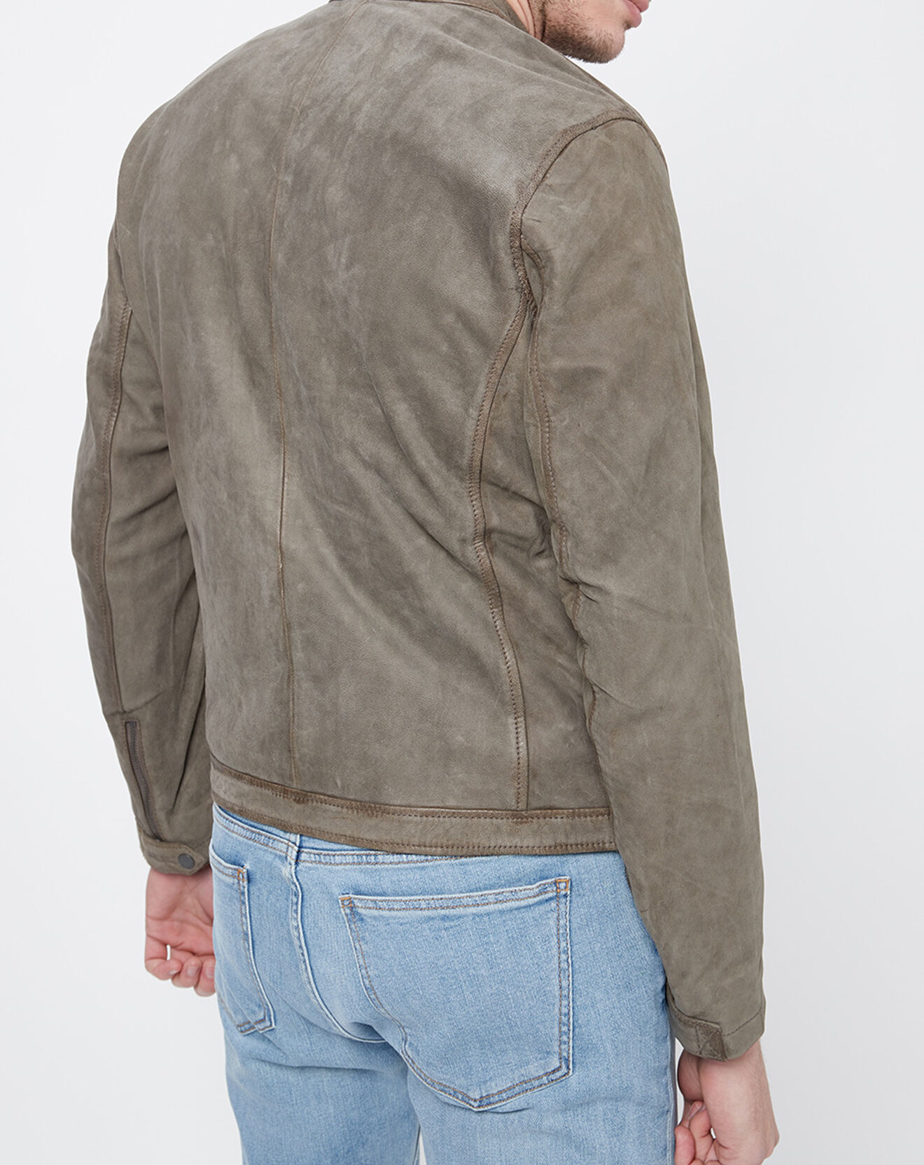 Pepe Jeans Blouson en Velours de Cuir de Chèvre Goodman gris foncé