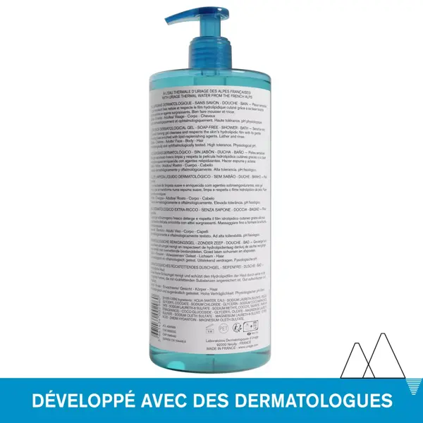 Uriage Gel Surgras Dermatologique Doux Sans Savon Peaux Sensibles Corps 1L