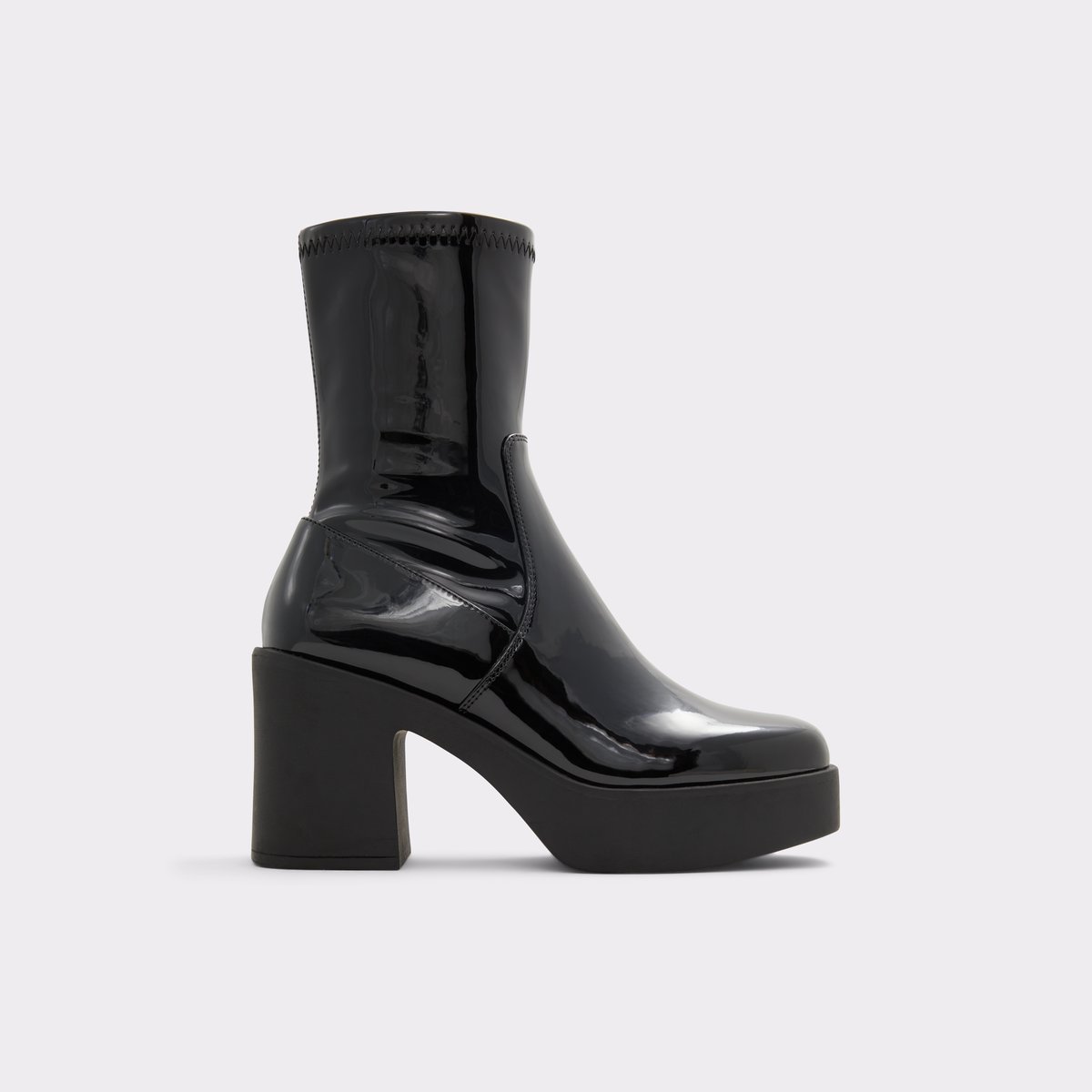 Upstep Black Synthetic Patent Women Ankle boots