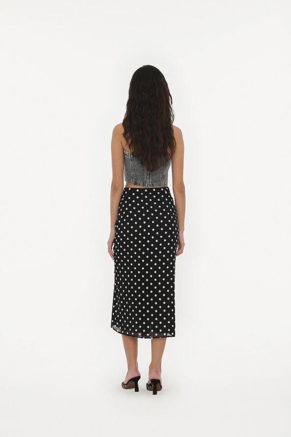 ROTATE Birger Christensen Chiffon Midi Skirt 1000 black comb.