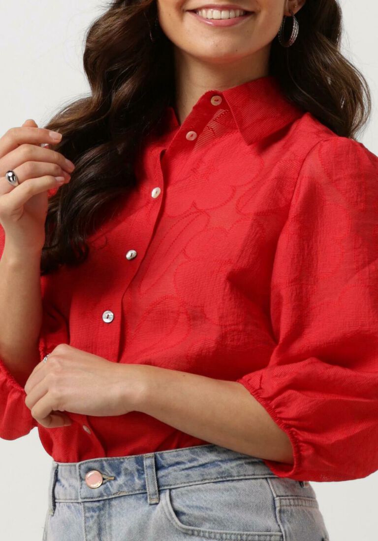 JANSEN AMSTERDAM rode jansen amsterdam blouse ff774 blouse 3/4 puff sleeve