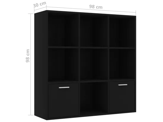 Bibliothèque Noir 98x30x98 cm Aggloméré