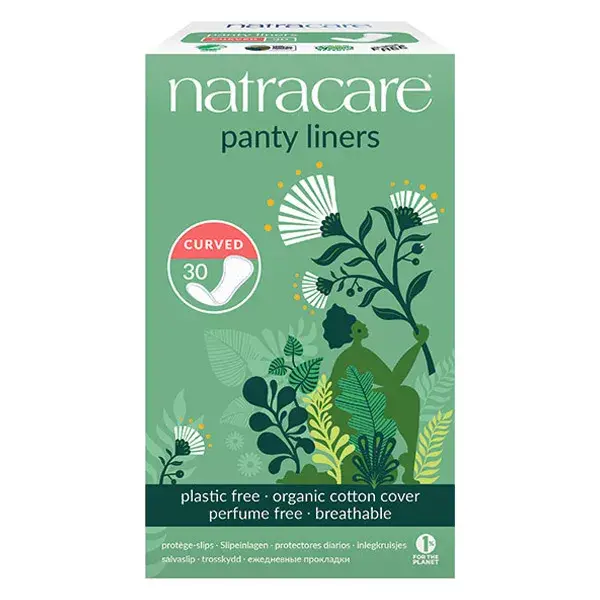 Protetores diários Natracare Curved, pacote com 30 unidades