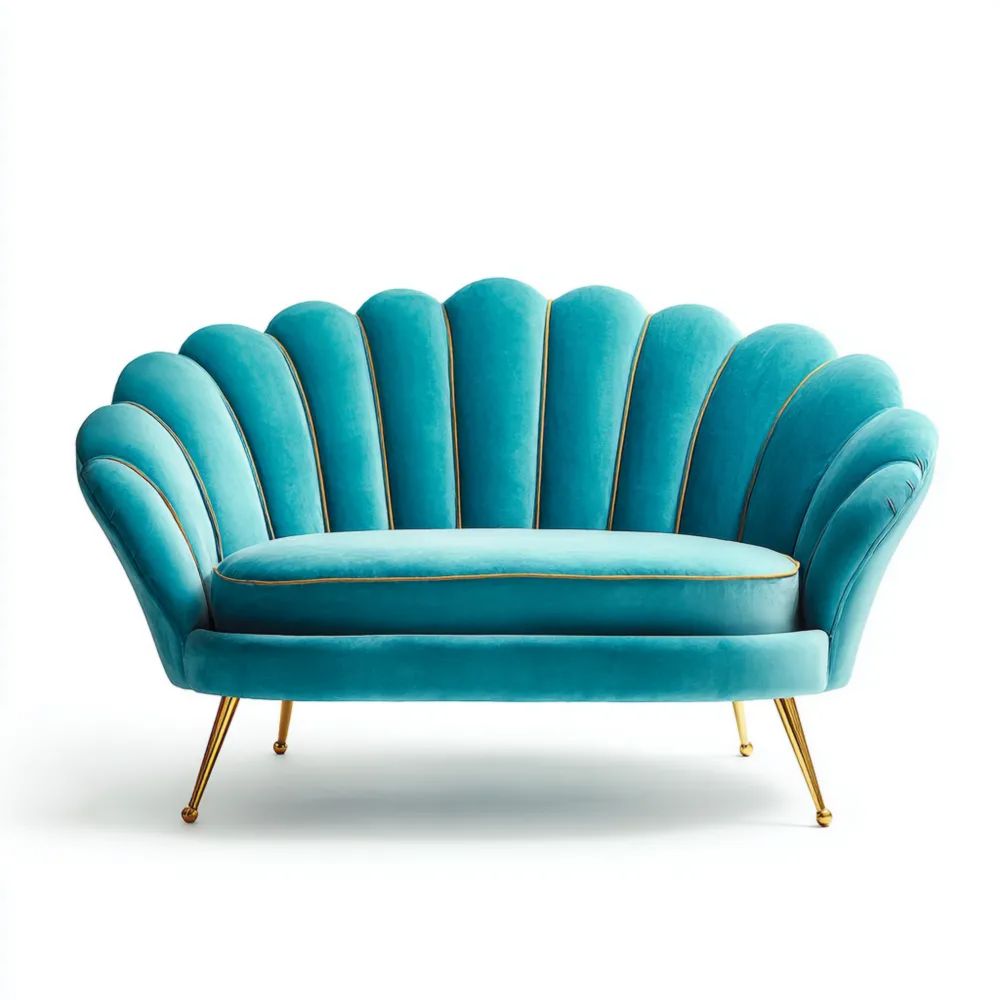 2-Sitzer-Samtsofa 150x80x85 cm - Türkis - Art Deco Design