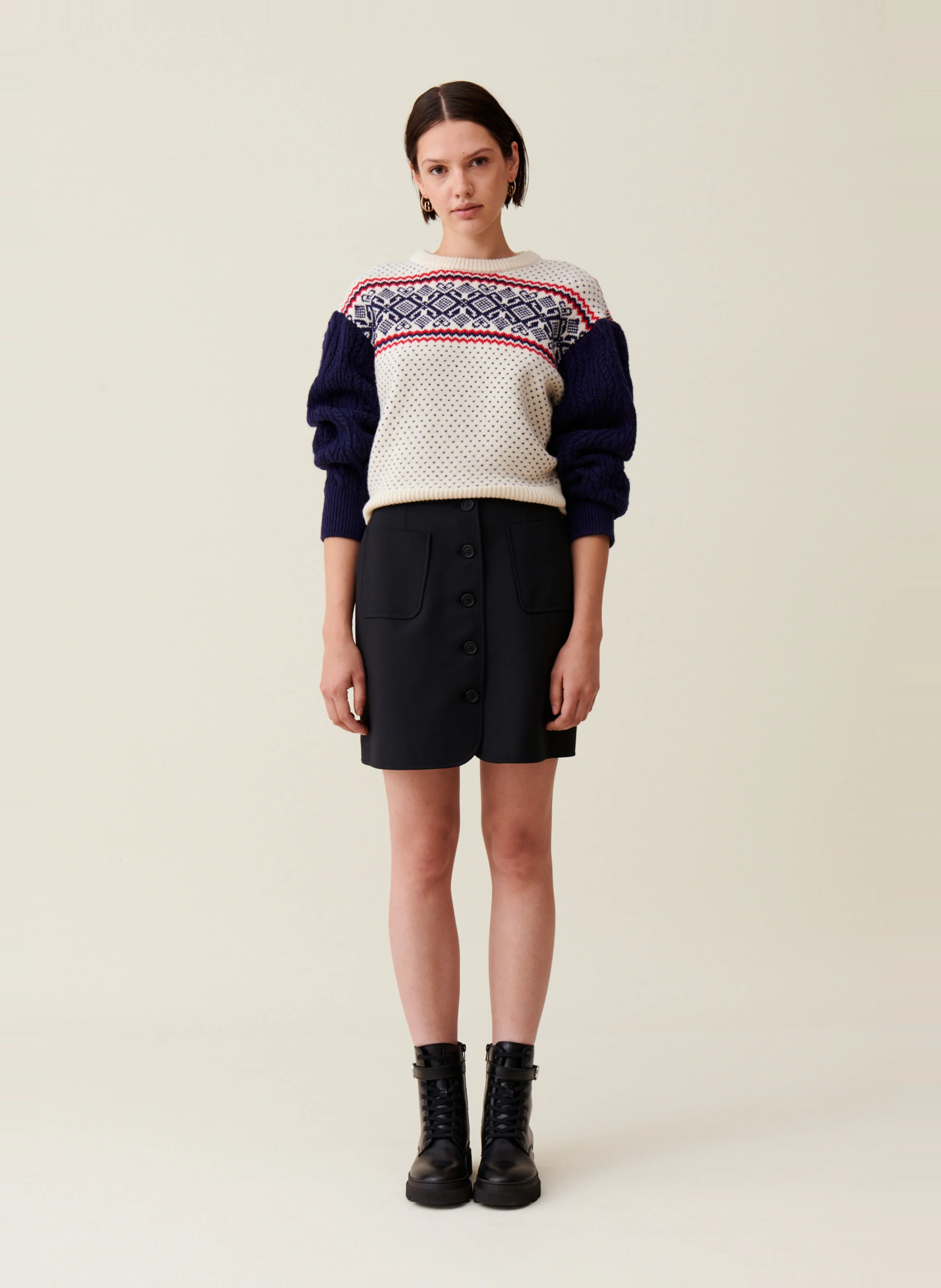 Pull maille à motifs en laine | Multicolore