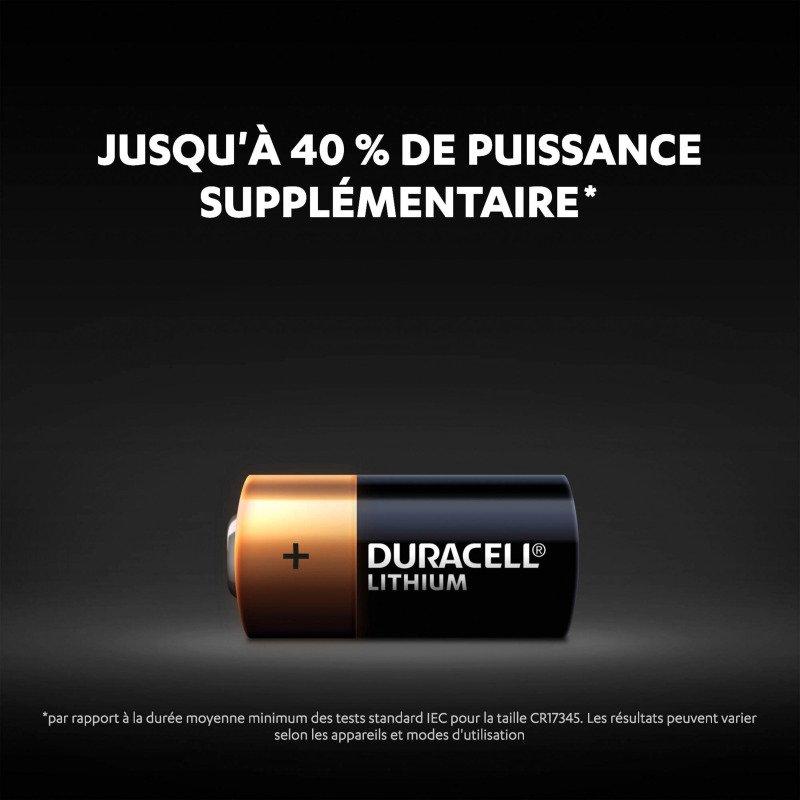 Duracell 123 - Pack de 2 piles bâton Lithium CR123, CR17345 - 3V