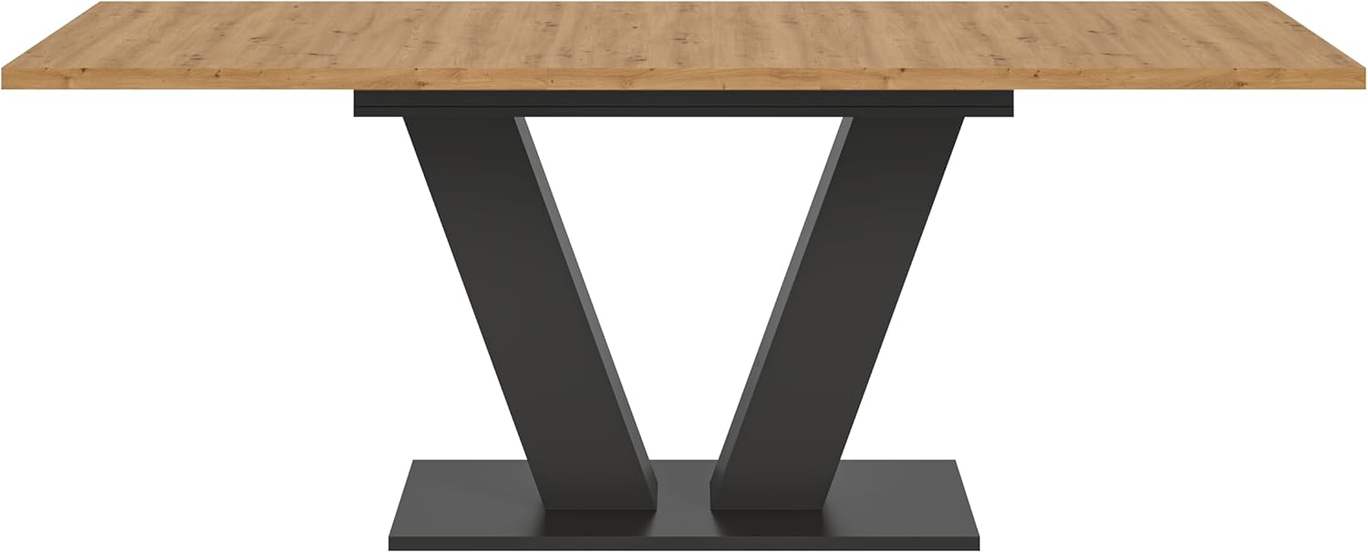 xonox.home - Esstisch Motion 150-190x76x90 cm in Artisan Eiche Nb mit V-Gestell in grau Nb - Esstisch Esszimmertisch Tisch Esszimmer - modern und funktional