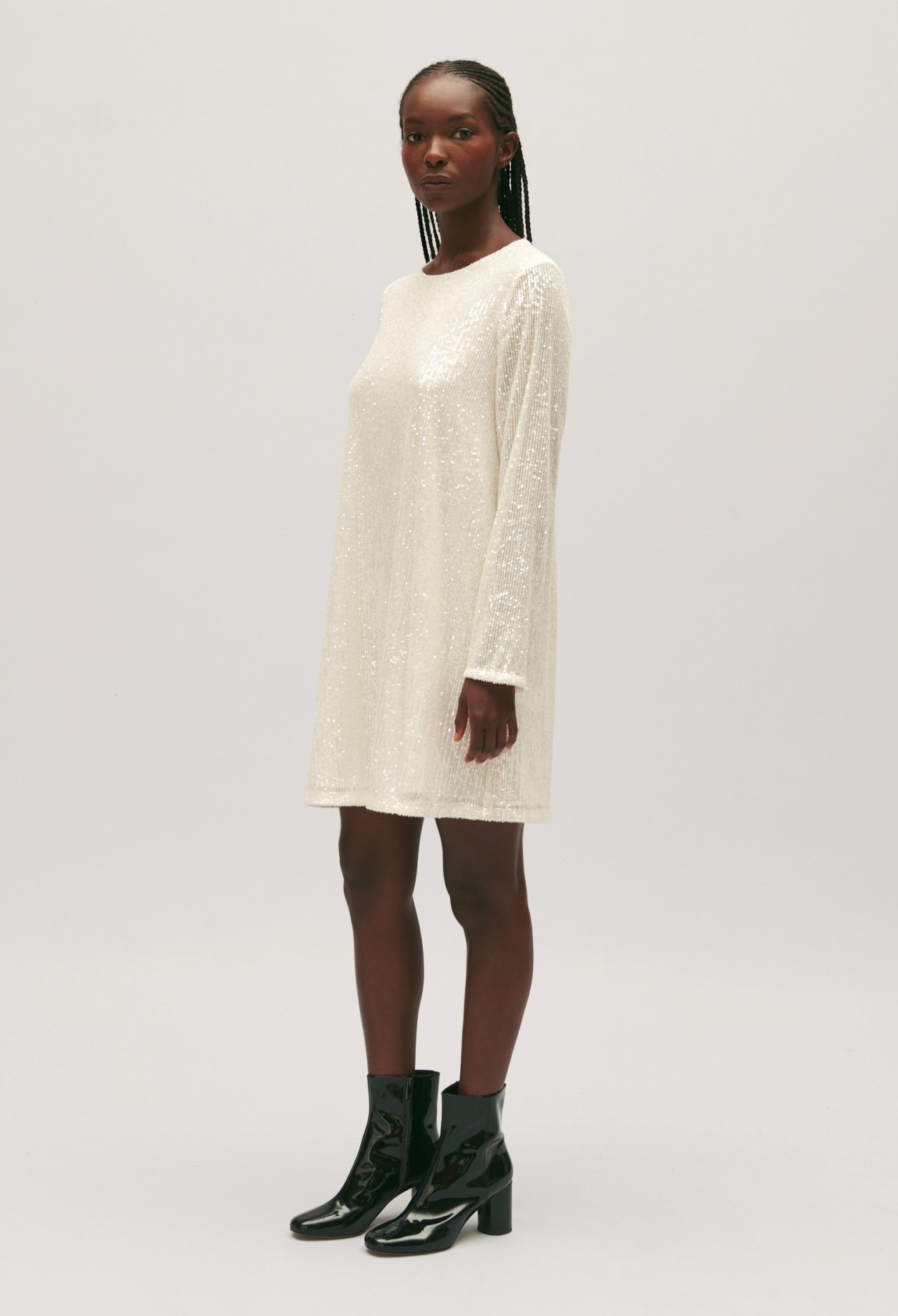 Robe courte Rififi sequins ecrue