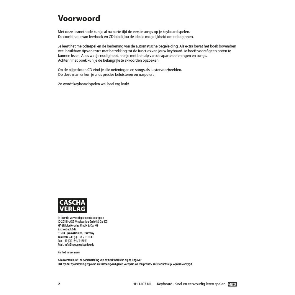 Cascha HH 1407 NL Keyboard - Snel en eenvoudig leren spelen