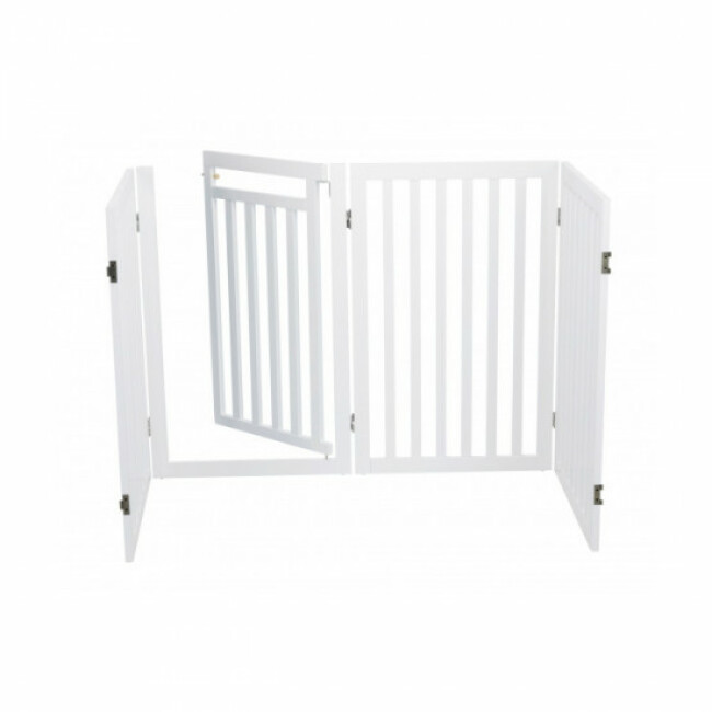 Barrière pliable avec porte en 4 parties pour chien Trixie