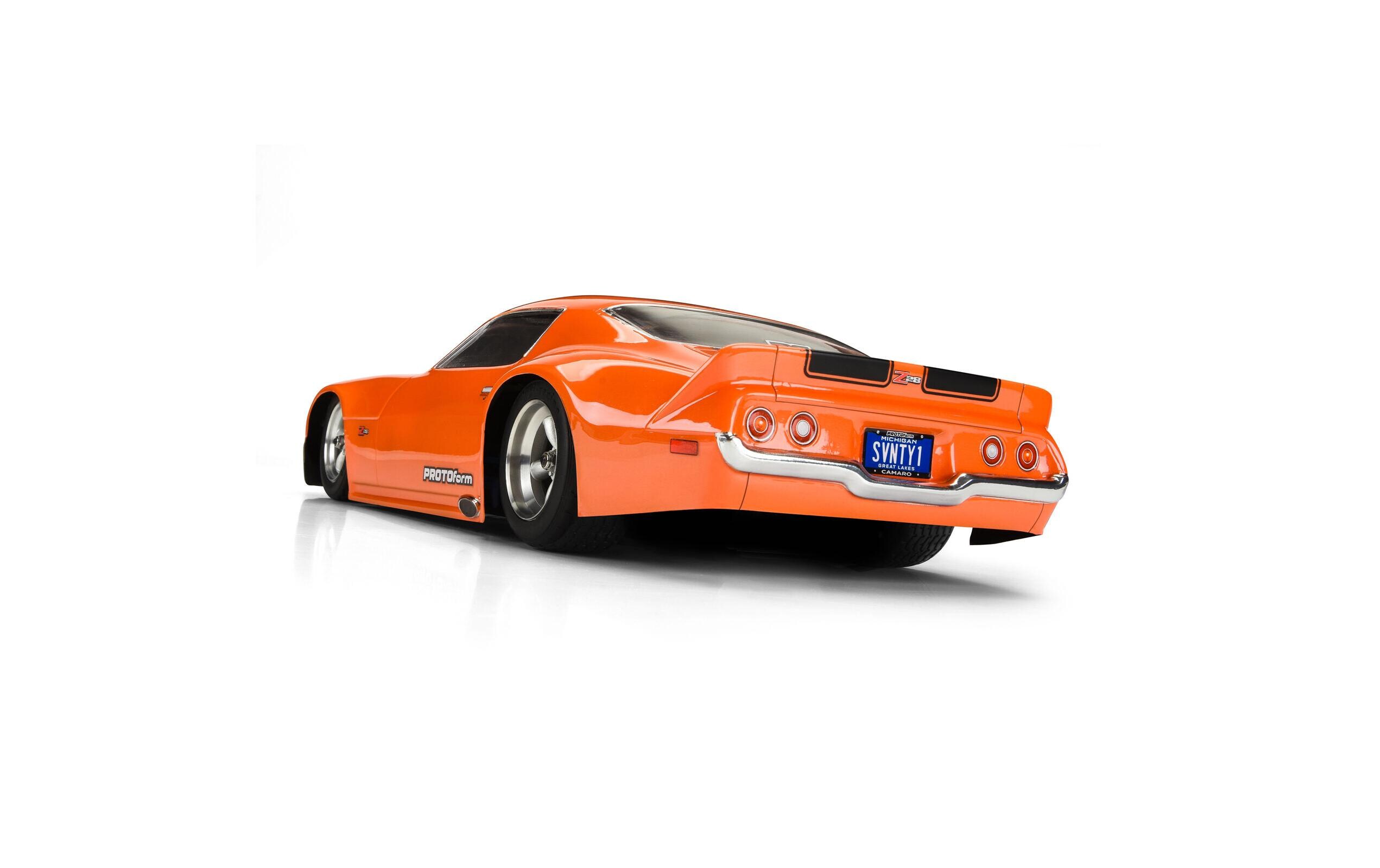Karosserie Chevrolet Camaro Z28, 1971 unlackiert, 1:10Vintage Trans-Am Karosserie für Tourenwagen