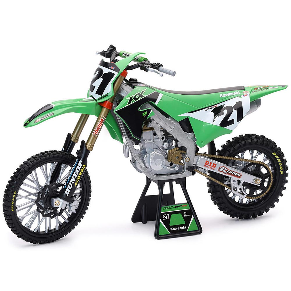 New Ray - Maquette moto 1/6 Kawasaki 450 KXF J. Anderson Vert / Blanc / Noir / Or