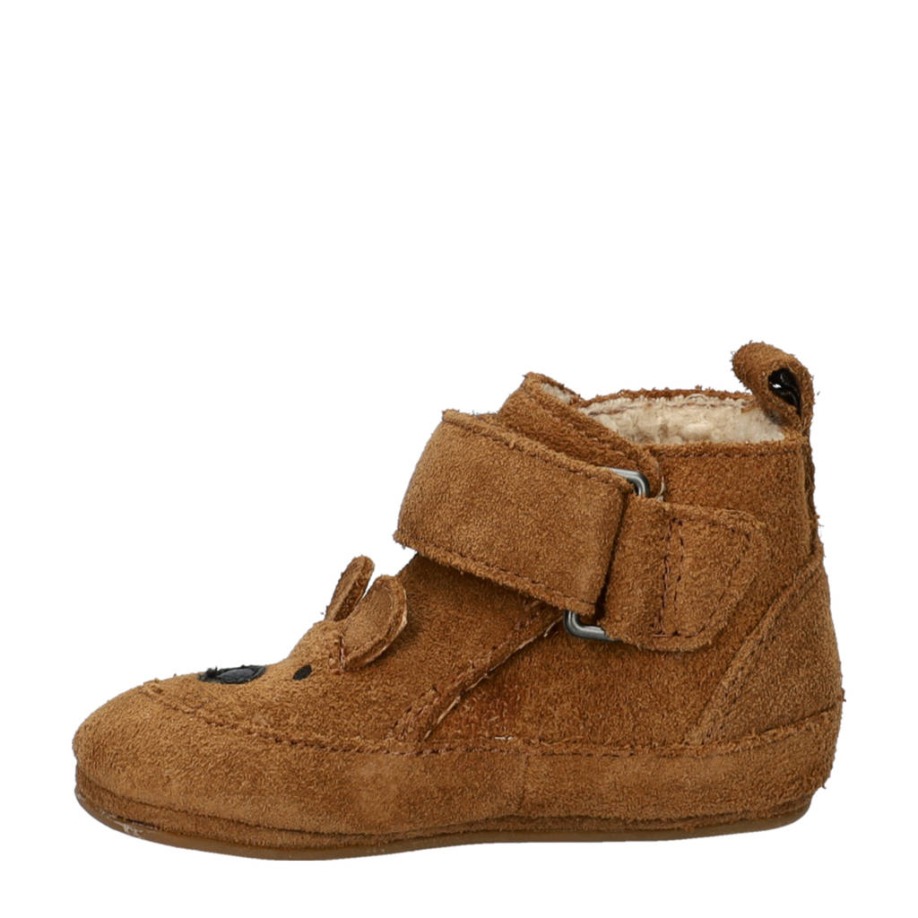 Nelson Kids suède baby schoenen cognac