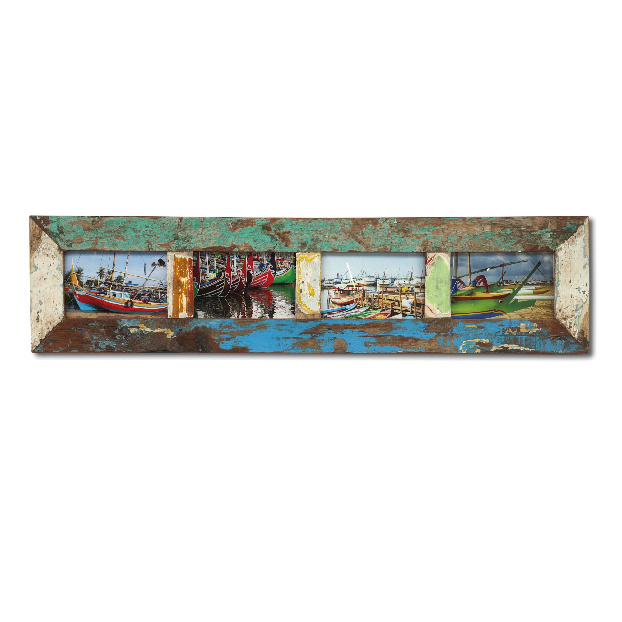 Fotorahmen aus Bootsholz, multicolor, T 3 cm, B 80 cm, H 20 cm von fischer's lagerhaus