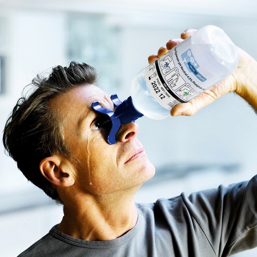 Lave-yeux DUO – Solution neutre stérile – Flacon 500 mL sécurité