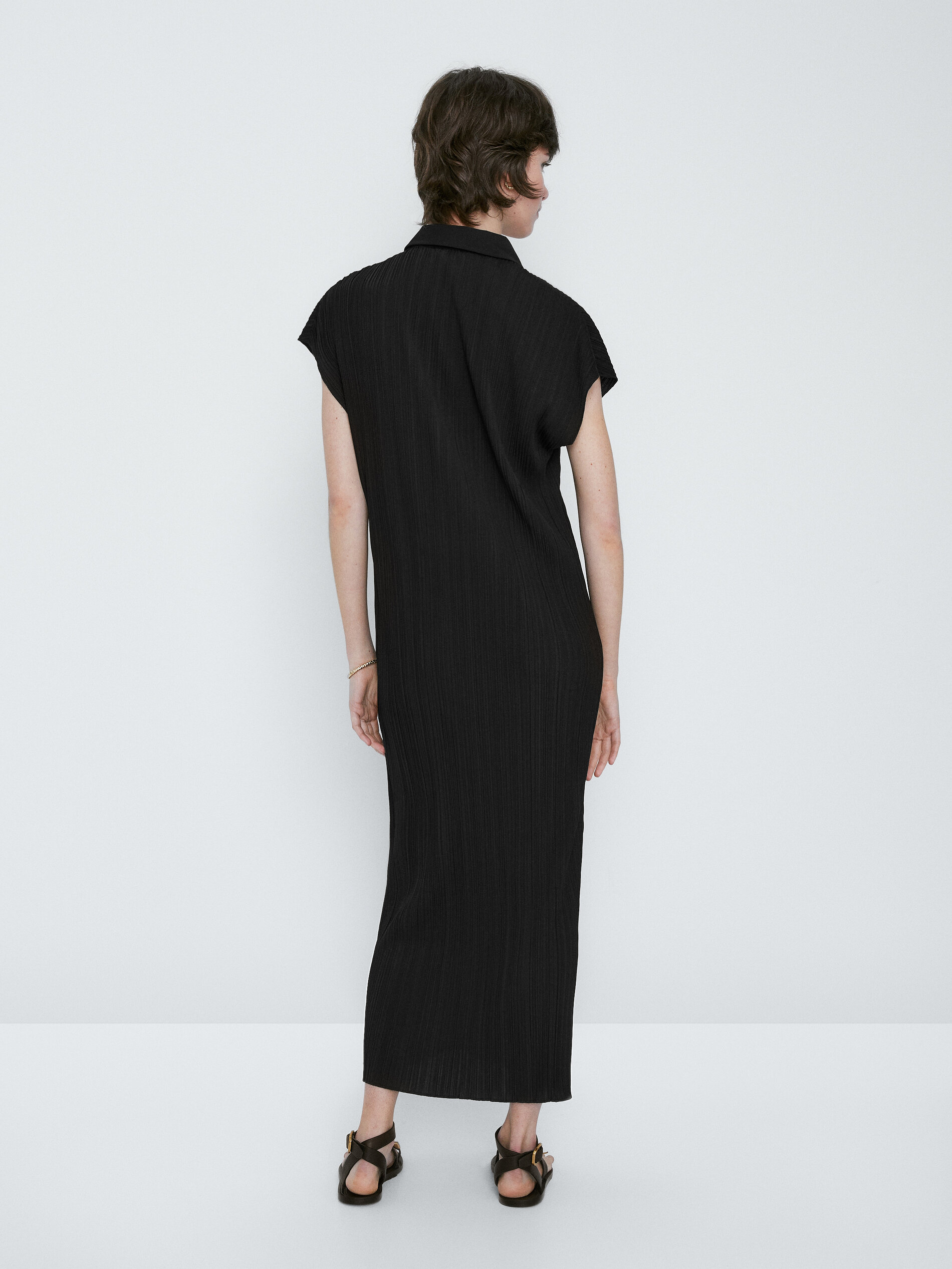 Vestido Polo Plissado - PRETO