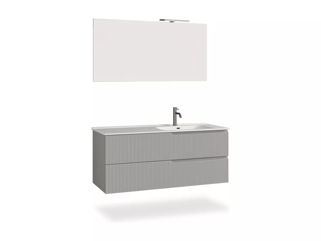 Ensemble salle de bain DX vasque 4 pièces VENERE gris mat