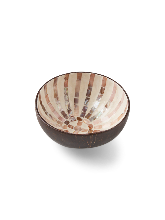 Dekorativ skål i kokosnød | Kokos. Ø13,5 x 5,5 cm. | Sand