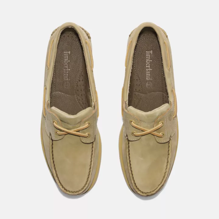 Chaussures bateau classique en cuir pour homme en beige clair