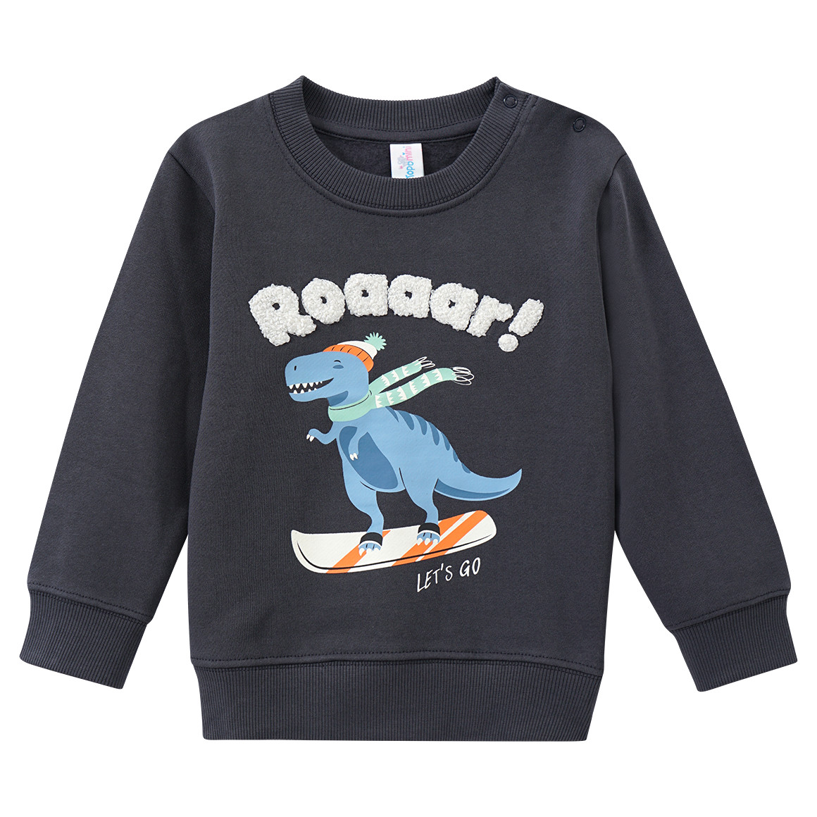 Topomini Baby Sweatshirt mit Frottee-Applikation dunkelgrau