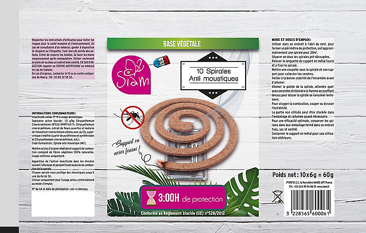 10 spirales anti moustiques végétales Siam