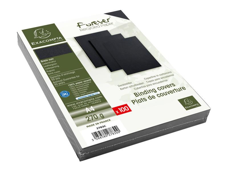 Exacompta Einbanddeckel Evercover 270 g/m², 100 Stück, Schw Deckblätter ideal zum erstellen von Unterlagen