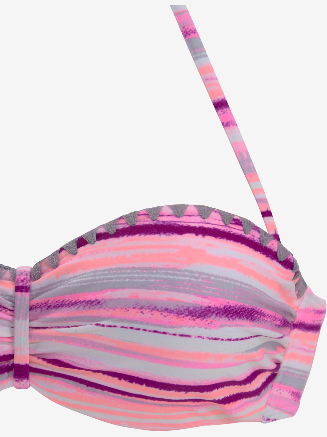 Maillot de bain bandeau à armatures design rayé coloré