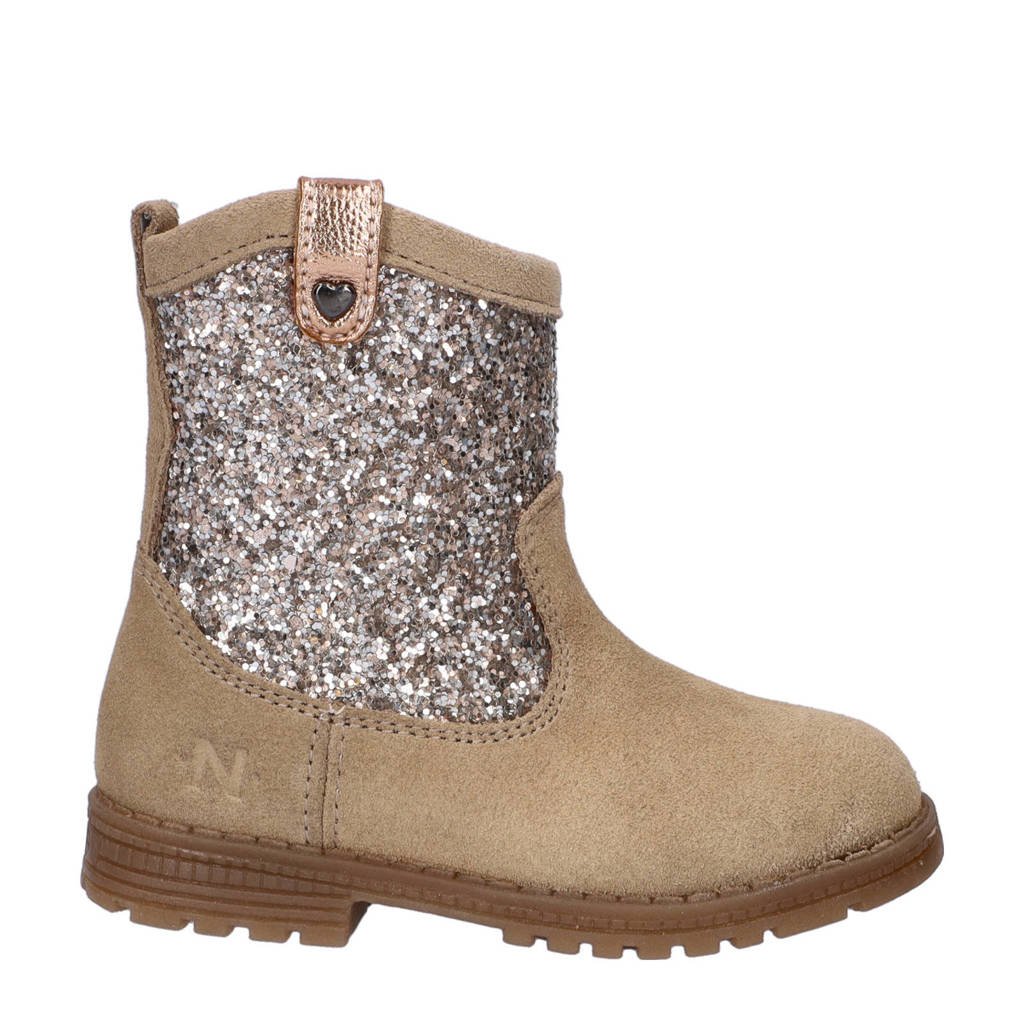 Nelson Kids suède laarzen met glitters beige